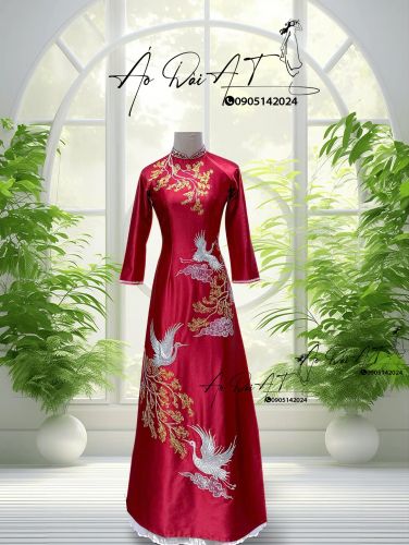 Áo dài bà sui màu đỏ bigsize