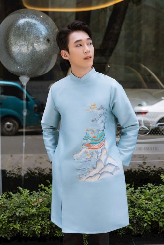 ÁO DÀI NAM CÁCH TÂN MÀU XANH