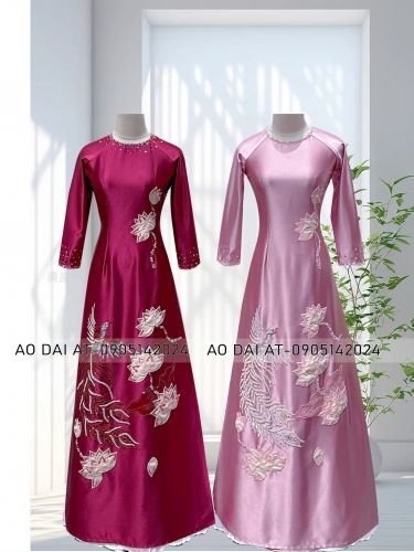 ÁO DÀI TRUNG NIÊN MÀU -CAM CHIPHON-ATTN-AT-0808